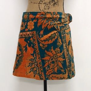 Urban Outfitters boho corduroy A line mini wrap skirt size large